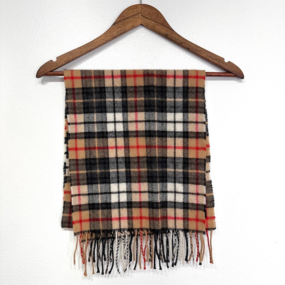Britain Plaid Wool Tassel Scarf 11.5 x 56